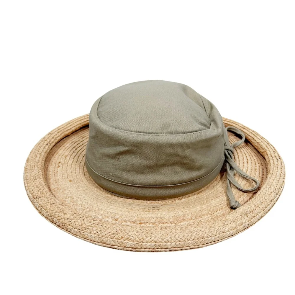 Scala Collection Wide Brim Sun Hat Olive Packable Drawstring Tie One Size OS